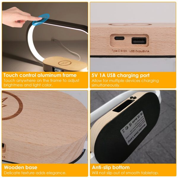 aff24ed6-09fd-4030-8c24-bda68bb773f0.jpg 1 Set Bedside Table Lamp Touch Control Lamp With Clock Wireless Charging LED Desk Lamp Dimmable Nightstand Reading Lamp