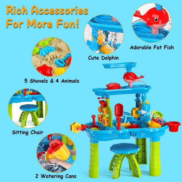 1Set Kid Sand Water Table Toddler Water Activity Table Rain Showers Play Table Toy For 3 To 6 Years Old Sensory Exercise Friendship Building
