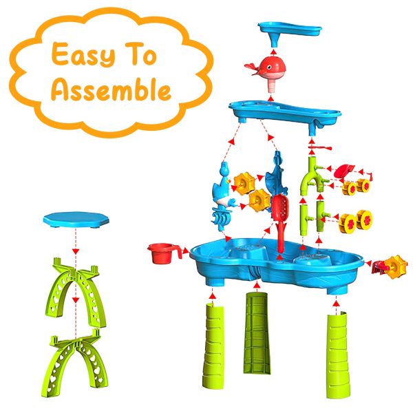 1Set Kid Sand Water Table Toddler Water Activity Table Rain Showers Play Table Toy For 3 To 6 Years Old Sensory Exercise Friendship Building