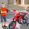 Kids 6V Electric Ride-On Motorcycle With Training Wheels, Battery-Powered, Red