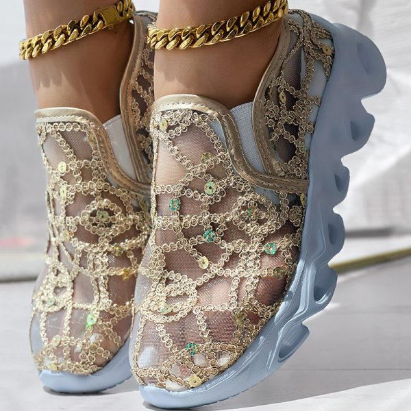 c1d35936-311a-47f6-9f8c-4facdc3fb7a9.jpg Contrast Glitter Transparent Mesh Patch Breathable Sneakers - Without Ankle Strap