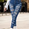 2025 New Women's Fashionable Casual Jeans, Tight Fitting Ripped Jeans, High Waisted Jeans
