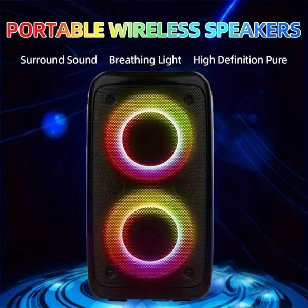Wireless Speaker With Subwoofer, Large Boombox Speaker, Stereo Speaker, Subwoofer, Outdoor Wireless Speaker, Party Disco Light, TWS, TF, AUX
