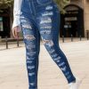 2025 New Women's Fashionable Casual Jeans, Tight Fitting Ripped Jeans, High Waisted Jeans